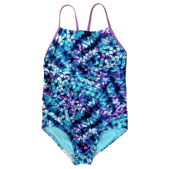 Speedo Other - 4/$25 Speedo Girls No Wedgie Worries One Piece Swimsuit Size Medium Blue Purple